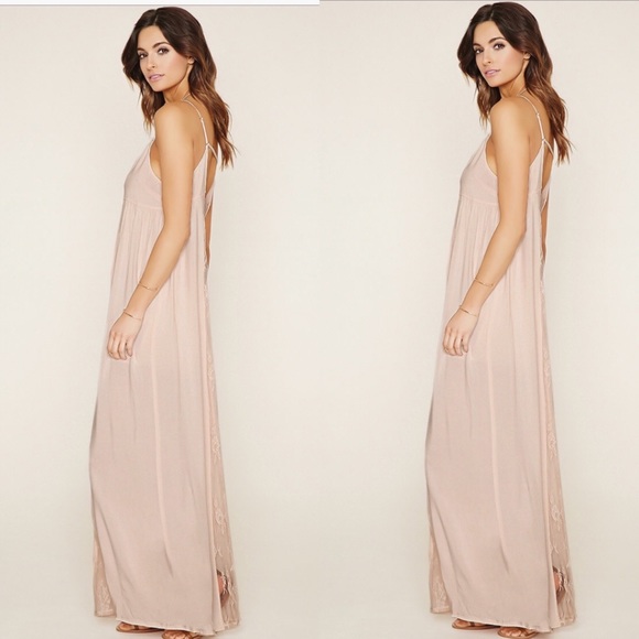 Forever 21 pink lace maxi dress size S - Picture 2 of 6
